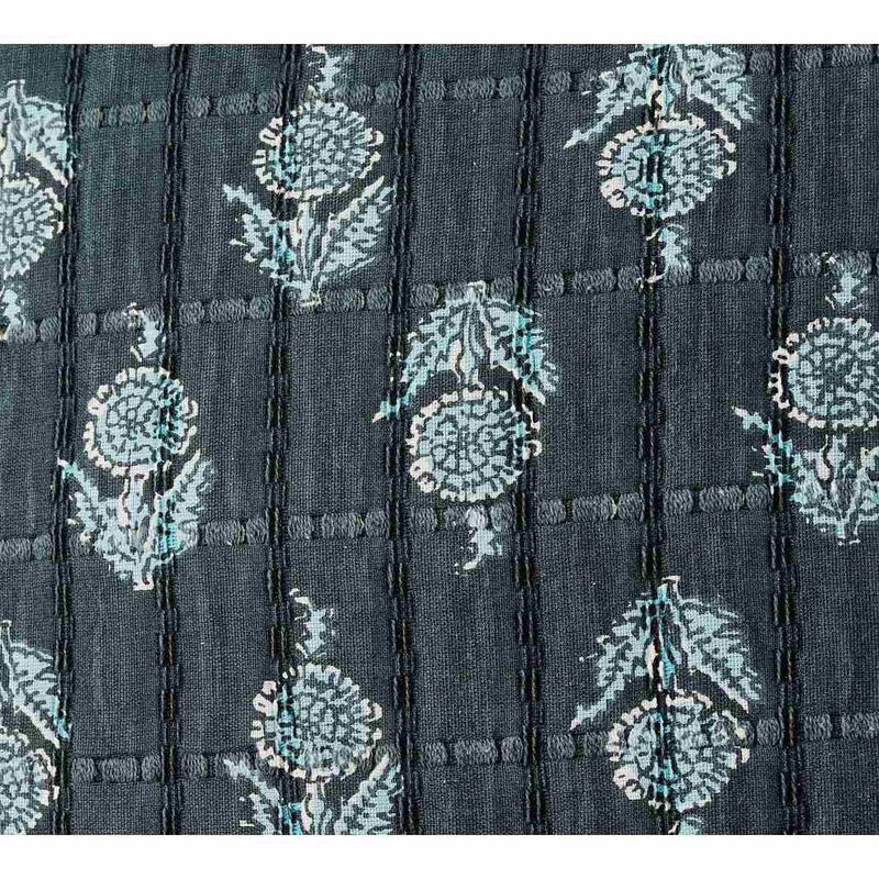 Pottery Barn Ayla Printed Jacquard Cushion Cover 51cm Blue Multi image number 1